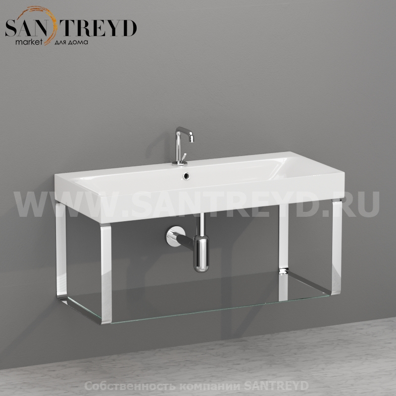 9153K1 Структура подвесная из хромированной латуни под умывальник 100 см Kerasan Cento Италия