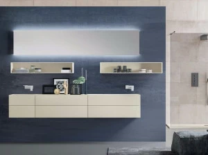 LASA IDEA Двойная подвесная тумба под умывальник с зеркалом Syn