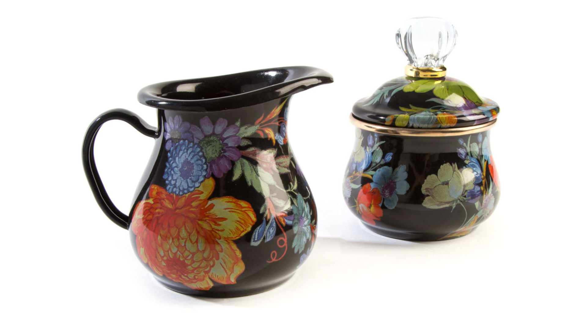 10654529 Mackenzie-Childs Сахарница с крышкой (черная) Flower Market Сталь  - Вид №1