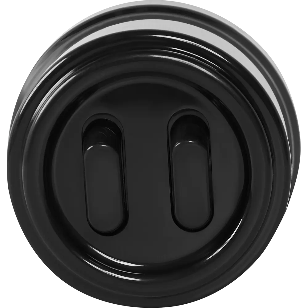 Выключатель двухклавишный Electraline черный глянцевый 84229202 Лофт STLM-0047235 - Вид №1