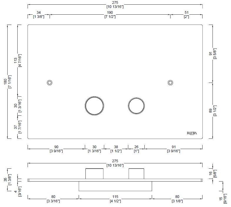 RIFRA Панель смыва для унитаза из нержавеющей стали  4200161/2  - Вид №1