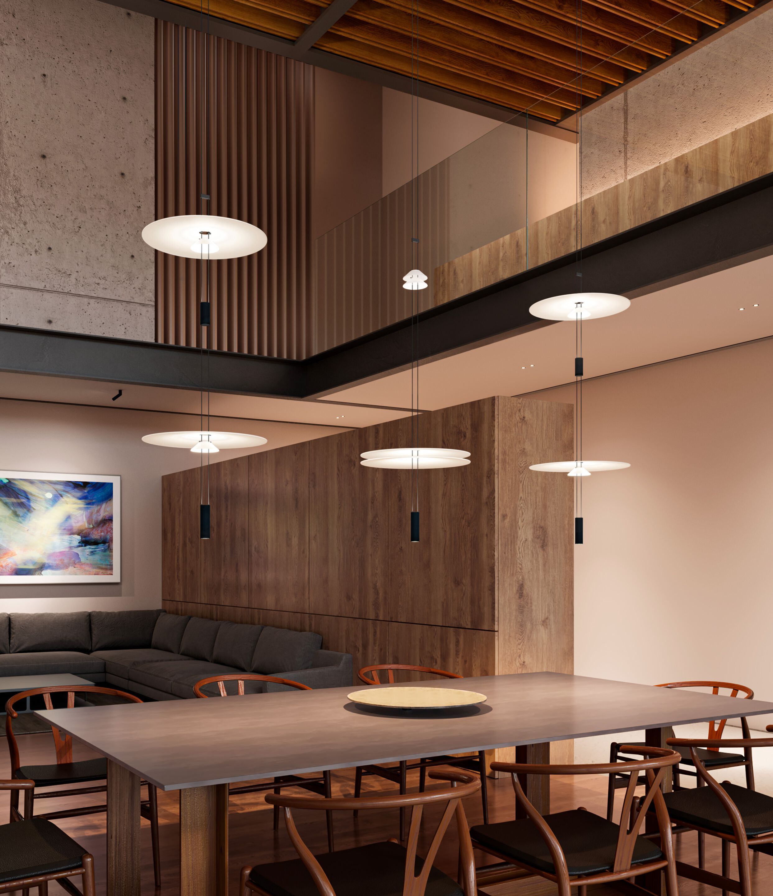 Алюминиевый и поликарбонатный светодиодный подвесной светильник Vibia ARCH-00138474 - Вид №4