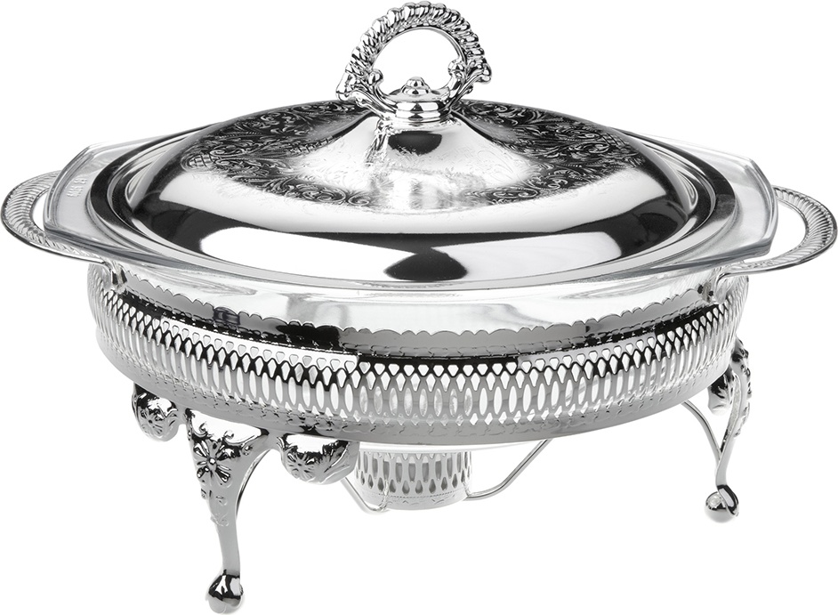 10613121 Queen Anne Мармит круглый с подогревом, с крышкой Queen Anne 29х25х19см, сталь, стекло, посеребрение Сталь нержавеющая с посеребрением, стекло 
