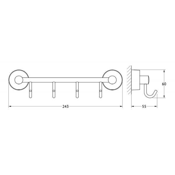 Держатель с 4-мя крючками 25 см FBS (Чехия) NOS 025 sun-id-561278 - Вид №1