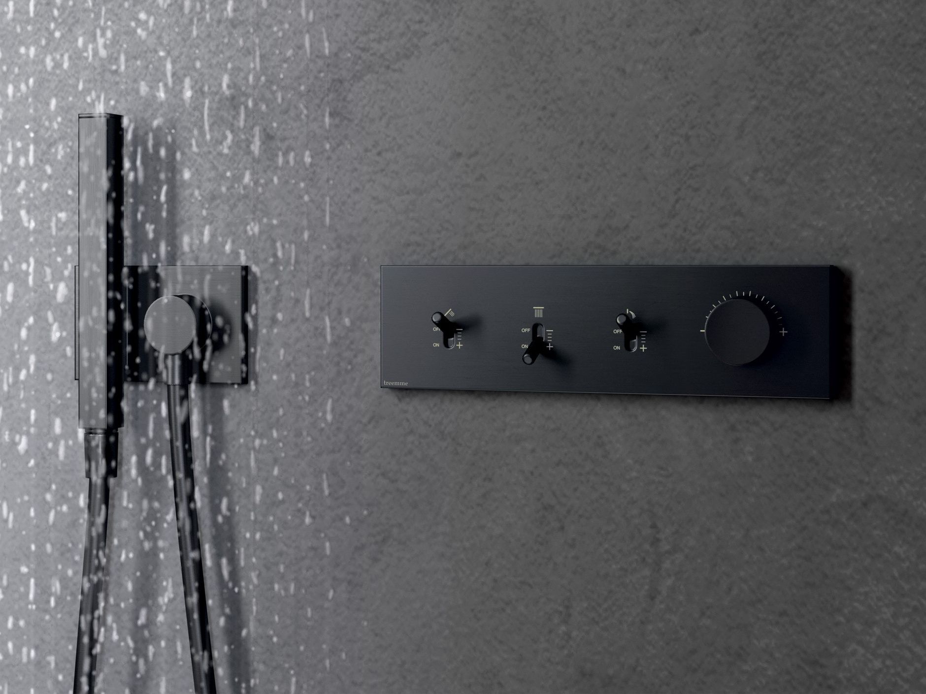 Термостатический набор для душа из латуни с пластиной Rubinetterie Treemme Watt ARCH-00050286