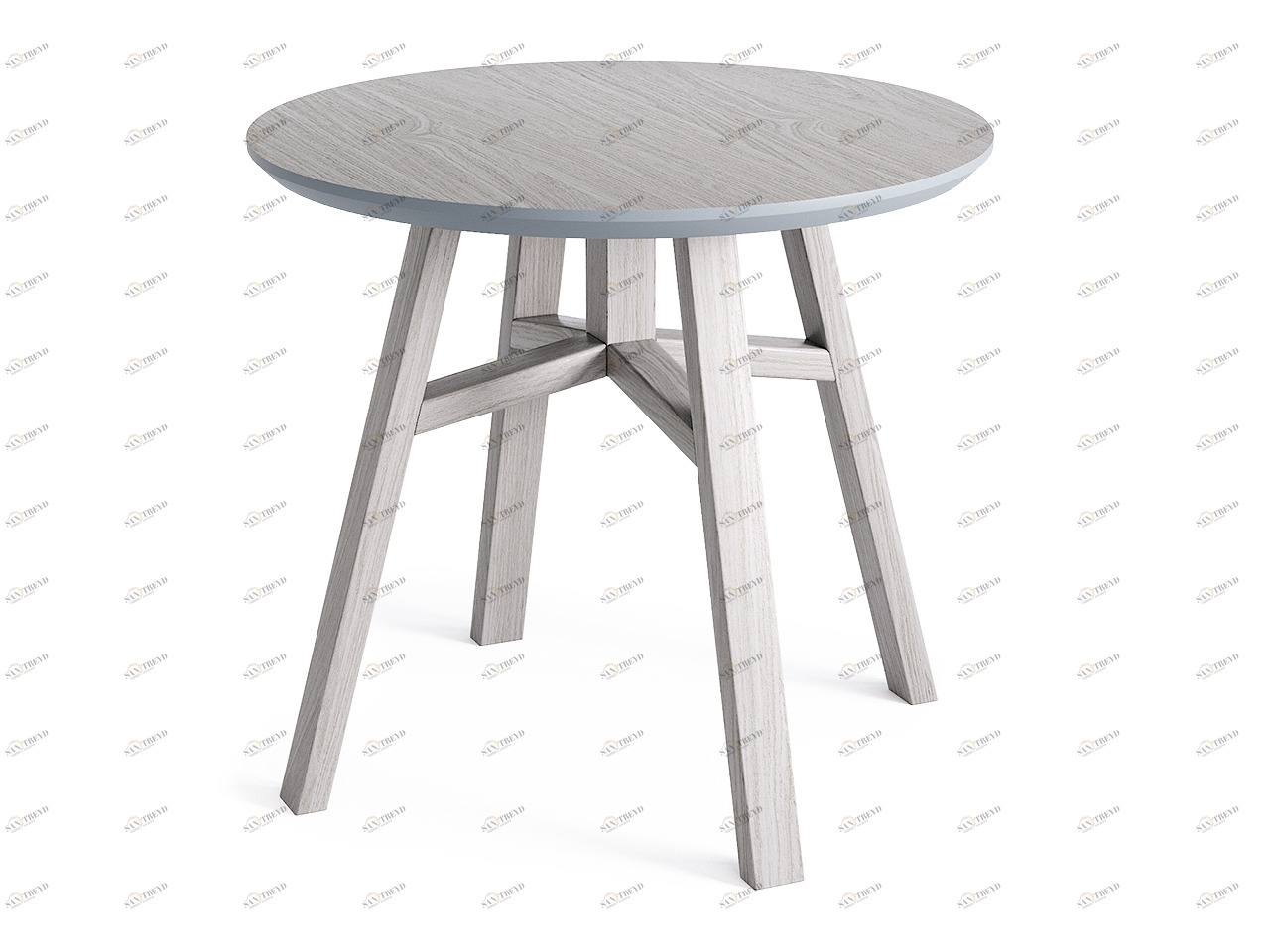 Приставной столик круглый беленый дуб, оловянный 55 см Mack THE IDEA  210073 Беленый дуб;бежевый 