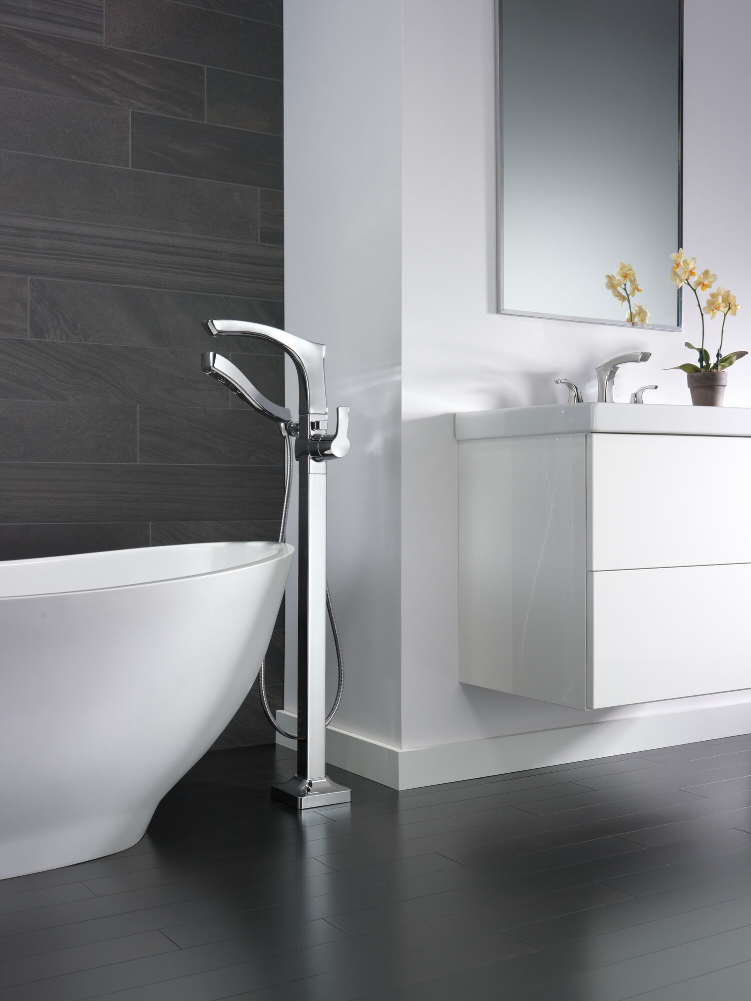 3552-MPU-DST Смеситель для ванной комнаты с двумя ручками - металлический всплывающий Delta Faucet Tesla Хром - Вид №6