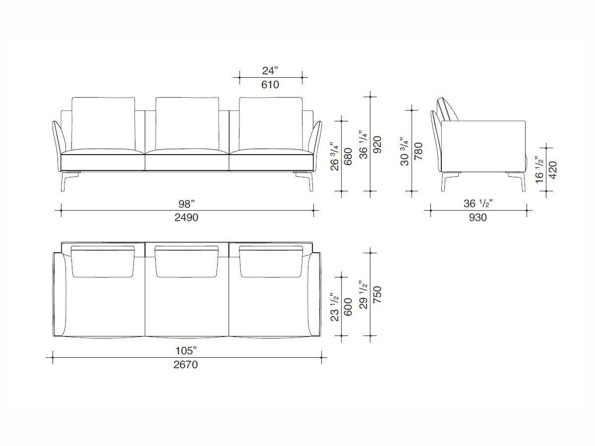 3-местный тканевый диван Lema JERMYN ARCH-00135220 - Вид №9