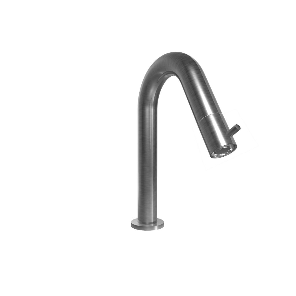 70521 / 0M Поворотный смеситель для раковины из матовой нержавеющей стали 316 с прогрессивным картриджем, установленным в изливе. Bongio Time2020 70521/0M