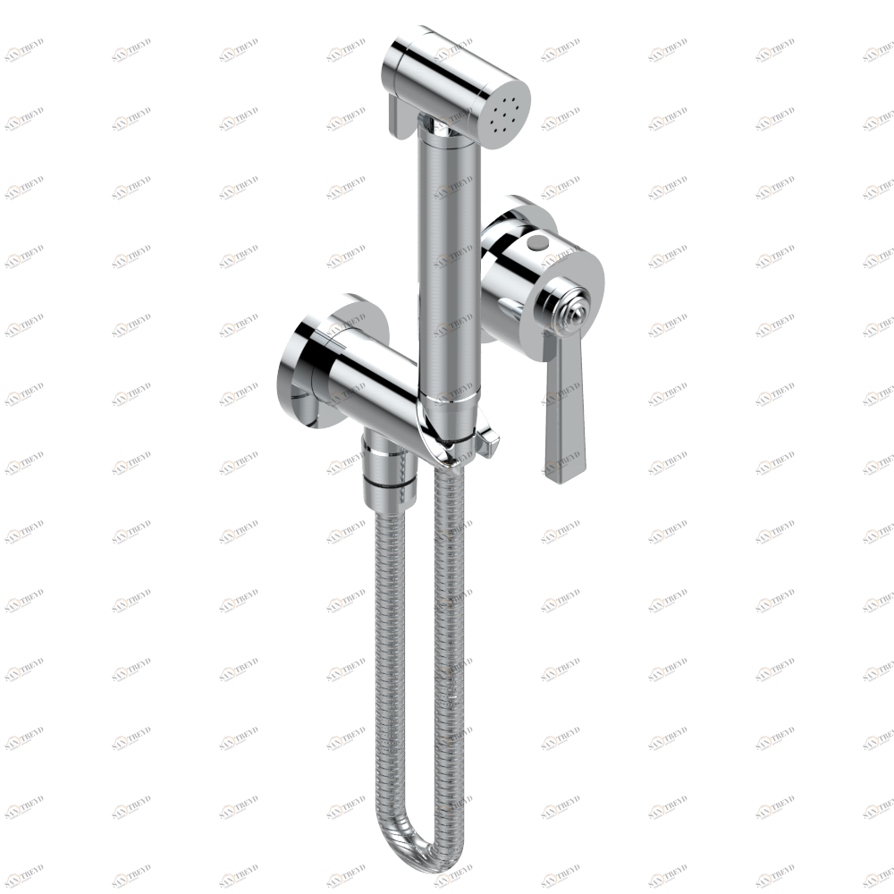 G7D-5840/MBG Комплект для душа, включающий смеситель, армированный шланг 1 м 25 см, ручной душ с курковым распылителем, выход из стены и предохранительный запорный клапан Thg-paris Saint Germain с рукоятками Хром G7D 5840/MBG A02 CAT.A
