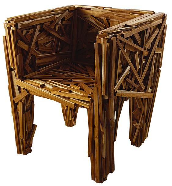 edra Стул с подлокотниками из натуральных деревянных планок Favela Fav010 - Вид №2