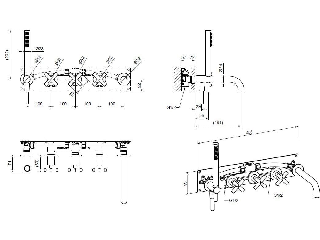 Набор для ванной из хромированной латуни Bugnatese Rodos ARCH-00064032 - Вид №2