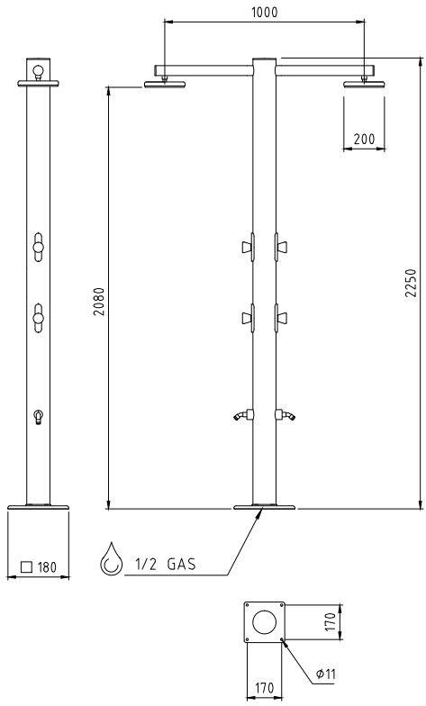 Ama Luxury Shower Летний душ / душ для бассейна из нержавеющей стали  Ne1500l ne1450l  - Вид №6