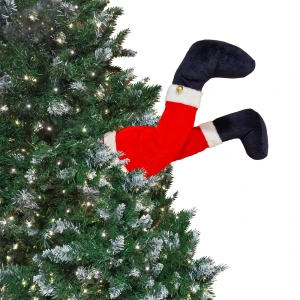 89378391 Елочная игрушка Ноги санты в елке 10x38 см разноцветный STLM-1524549