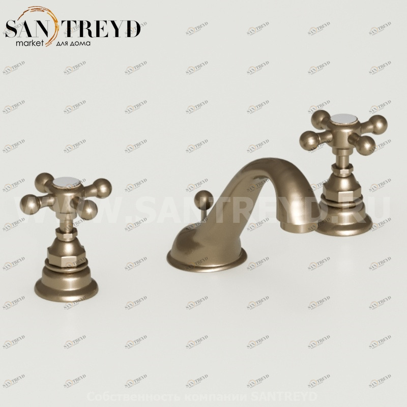 739193 Смеситель на умывальник на 3 отверстия, цвет Бронзовый Kerasan RETRO Италия 