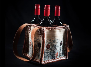 Держатель для бутылок из ткани и кожи