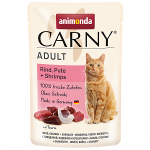 ПР0050435 Корм для кошек Carny Adult говядина, индейка, креветки пауч 85г Animonda