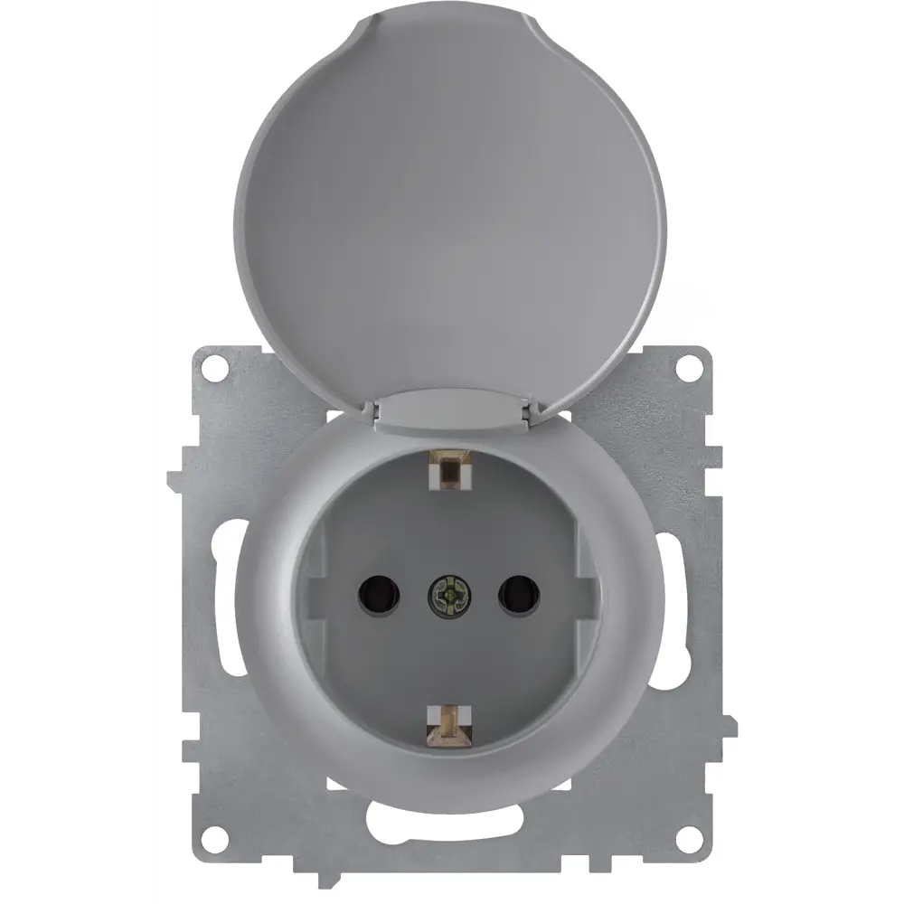 Розетка встраиваемая Onekey Florence с заземлением с крышкой цвет серый ONEKEYELECTRO STLM-2194063 - Вид №2