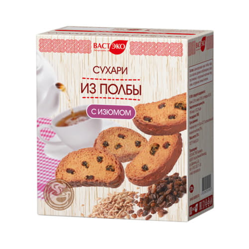 Сухари с изюмом из полбы Вастэко 170 г Santreyd 13554 - Вид №1