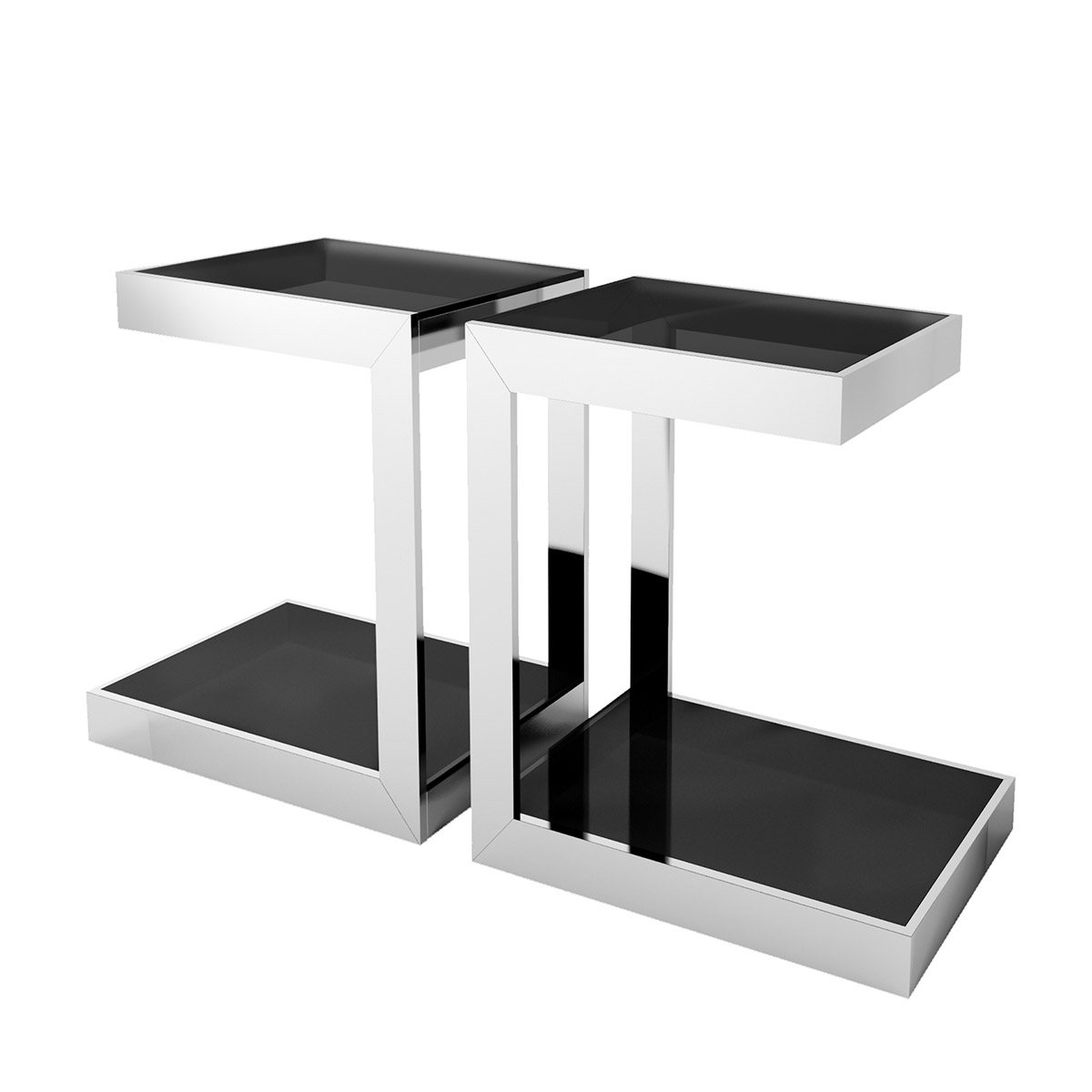 Консоль металлическая со стеклянной столешницей 79х70 см чернаяChapman DELIGHT COLLECTION  00-3883299 Хром;черный  - Вид №1