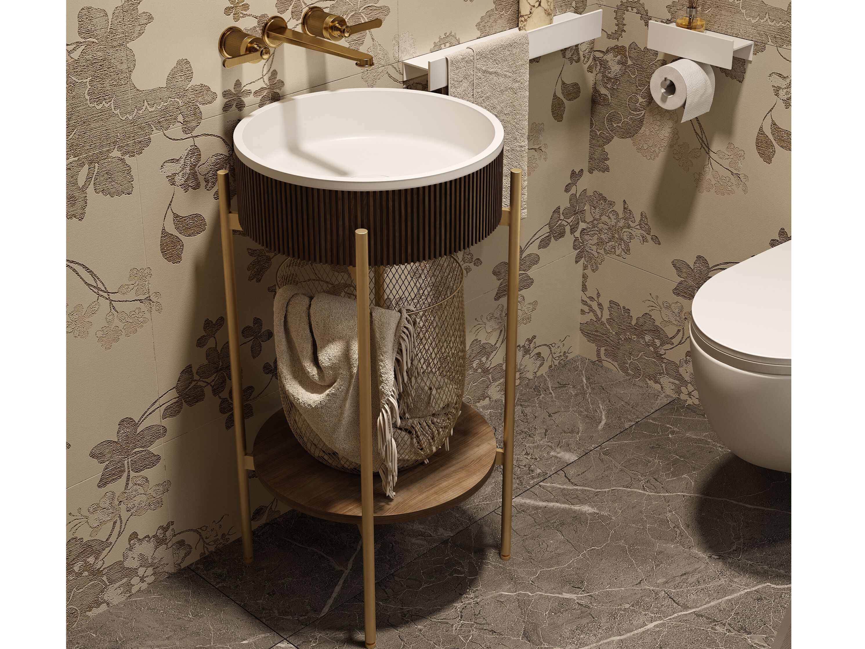 Lavabo rotondo freestanding in Solid Surface MOMA Design Открытая башня ARCH-00059983 - Вид №1