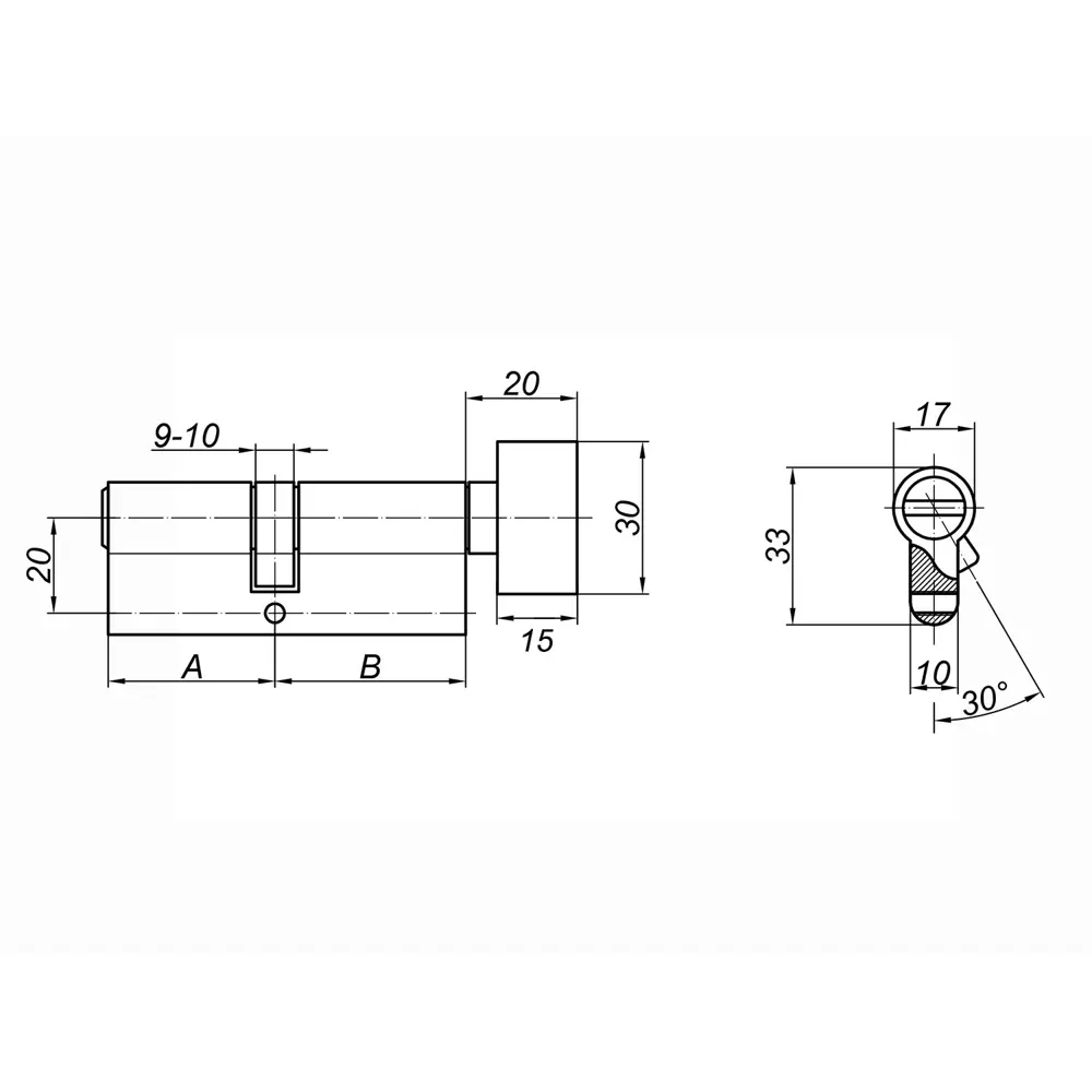 Цилиндр Palladium, 30x40 мм, ключ/вертушка, цвет золото 84614086 STLM-2097067  - Вид №3