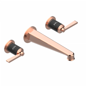 G2M-40SGB Внешняя часть смесителя встраиваемого в стену для раковины на три отверстия с изливом СУПЕР ГОЛИАФ- без выпуска Thg-paris Faubourg - чёрный фарфор - с рукоятками Розовое золото