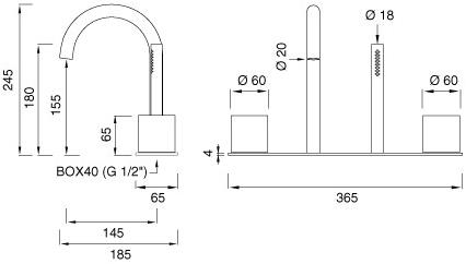 Ceadesign Набор из 2 смесителей для ванны с прогрессивной кромкой и ручным душем Opus Ops 29 - Вид №1