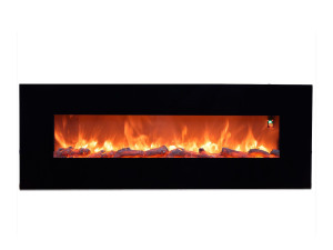 Настенный электрический стальной и стеклянный камин