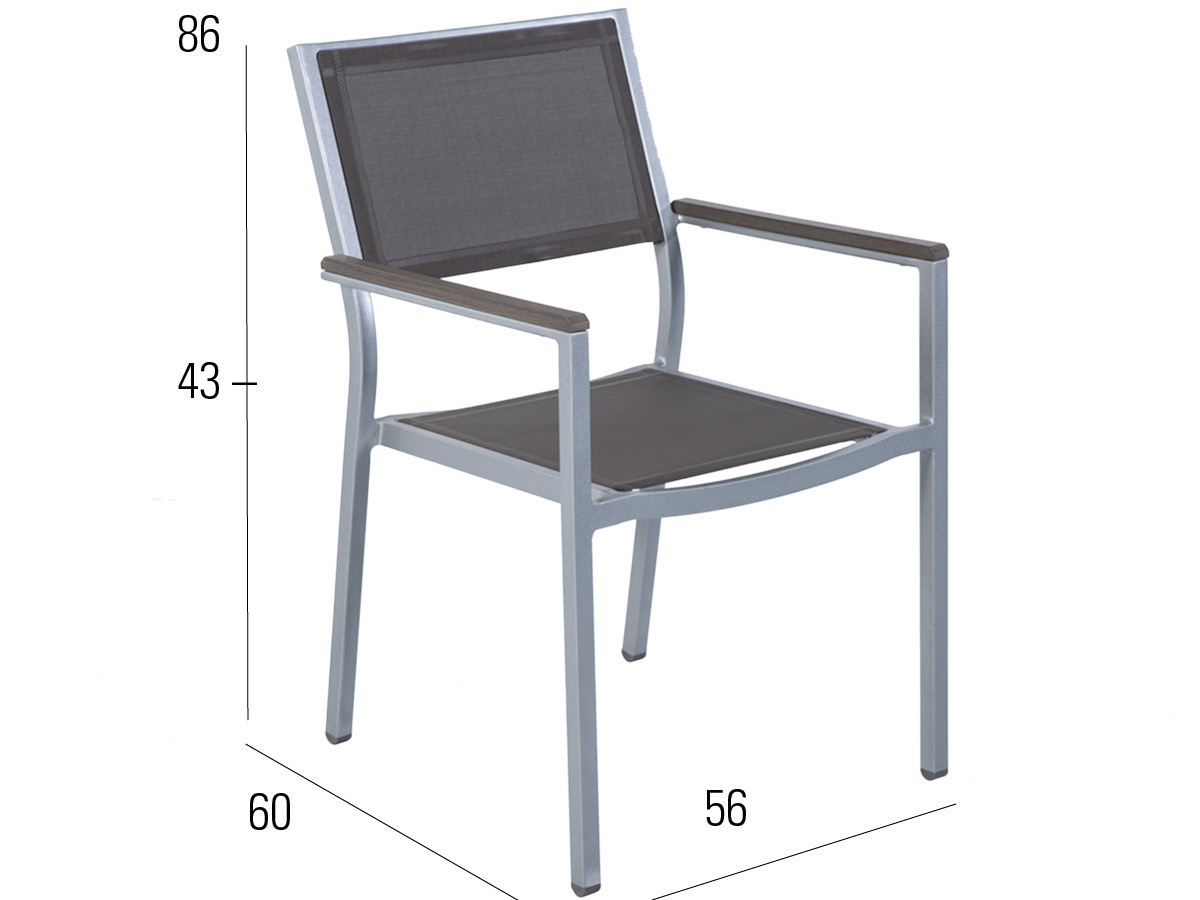 60.00.0357 Кресло Brisbane aluminium silver / с покрытием Tex taupe Mbm  - Вид №2
