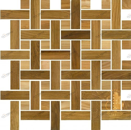 Мозаика и 3D панели из дерева Tarsi Плетёнка 2d512 Дуб Селект (Гладкая) 351х351 мм 1401100032