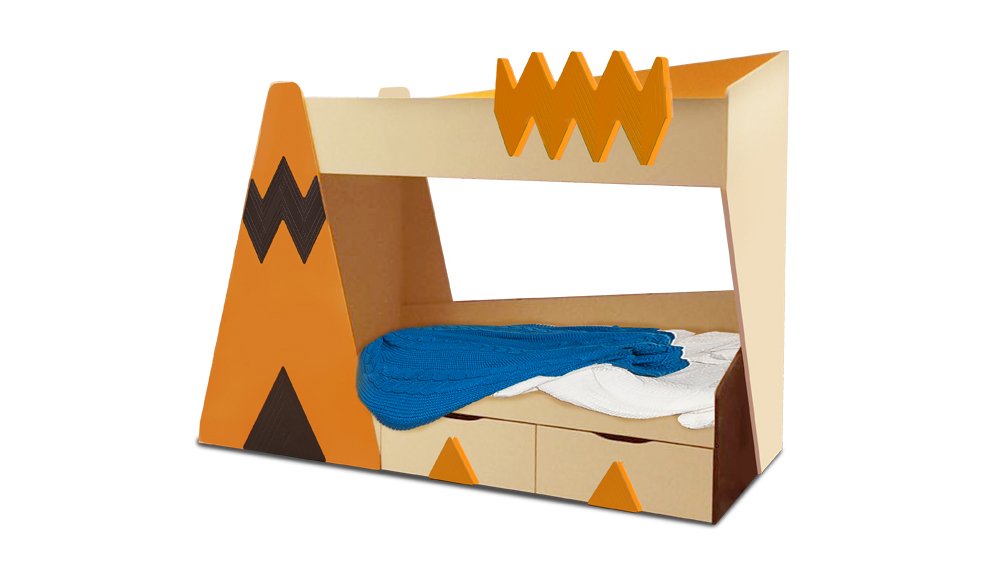 Кровать детская двухъярусная левая "Апачи" МАНДАРИН АПАЧИ 178642 Оранжевый;молочный Santreyd  - Вид №3