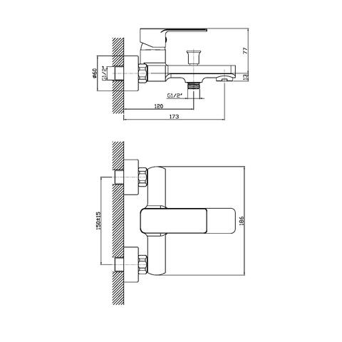 Orange Plito M16-100cr однорычажный ванно/душевой смеситель Хром sun-id-1516880 - Вид №1