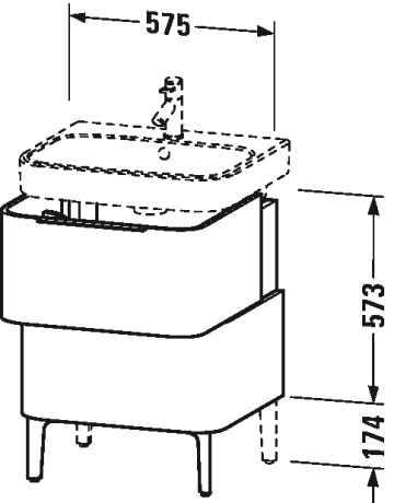 H2637107272 Тумбочка напольная Happy D.2 #H26371 575 x 480 мм Дуб брашированный, натуральный шпон Duravit - Вид №2