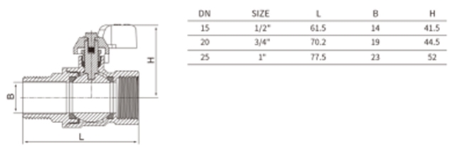 21009 Кран шаровой под газ в/н 3/4" бабочка, медь LAB.Space  - Вид №4