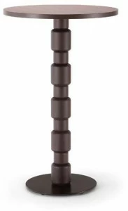 Tirolo Круглый высокий стол из массива дерева и металла Berlino 080 h110 t