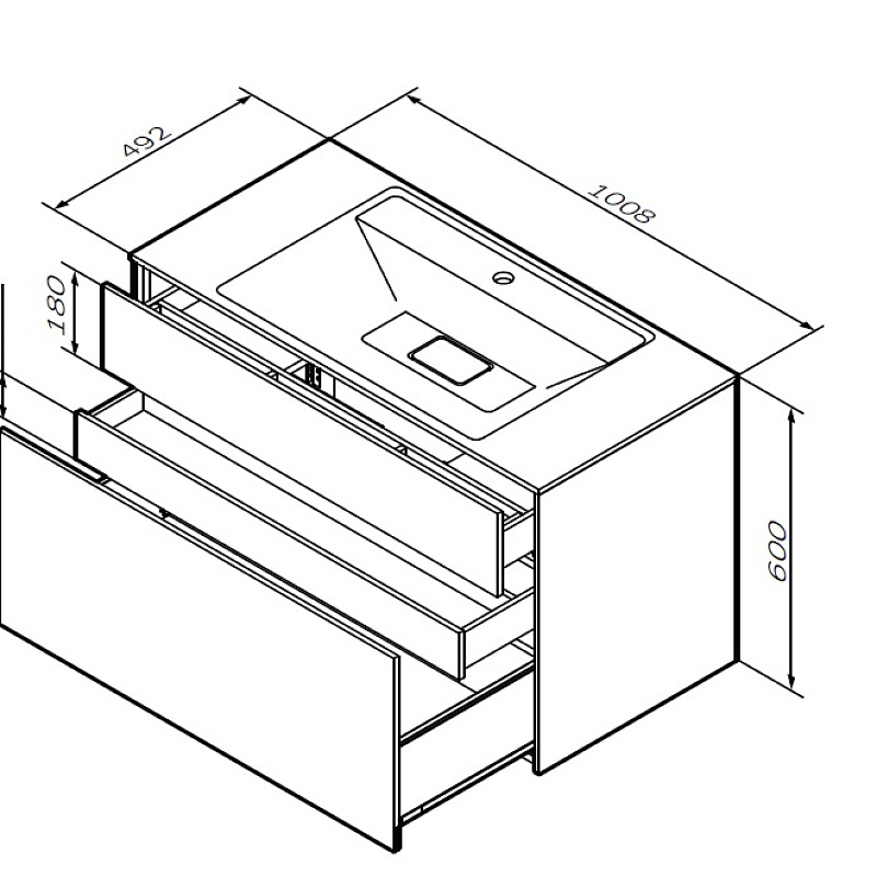 M50AFHX1003GM INSPIRE V2.0 База под раковину подвесная 100 см 3 ящика push-to-open графит мато AM.PM Inspire 2.0  - Вид №6