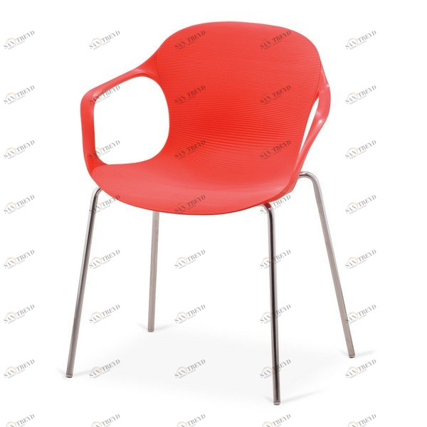 Стул с подлокотниками пластиковый красный Larry Red AFINA ДИЗАЙНЕРСКИЕ, МЕБЕЛЬ ДЛЯ ЛЕТНЕГО КАФЕ 130430 Красный 