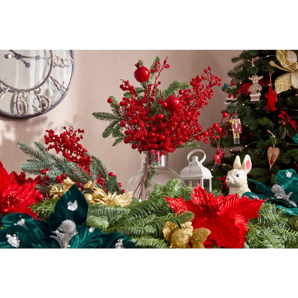 85002887 Новогоднее украшение Ветка 83x46 см цвет красный STLM-0958878 Santreyd  - Вид №4