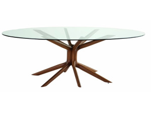 Овальный стеклянный обеденный стол