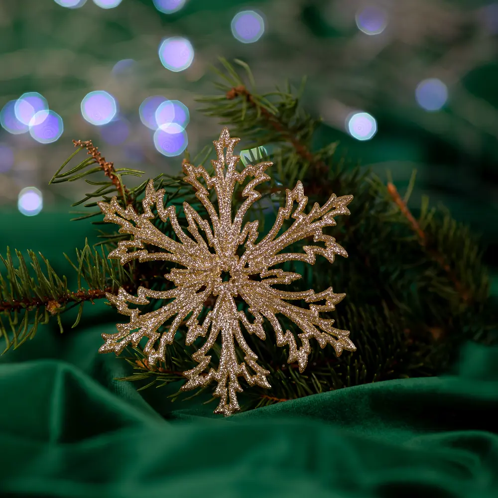 88458676 Новогоднее украшение Снежинка Морозко 12x12 см цвет золото STLM-0964178 Santreyd 