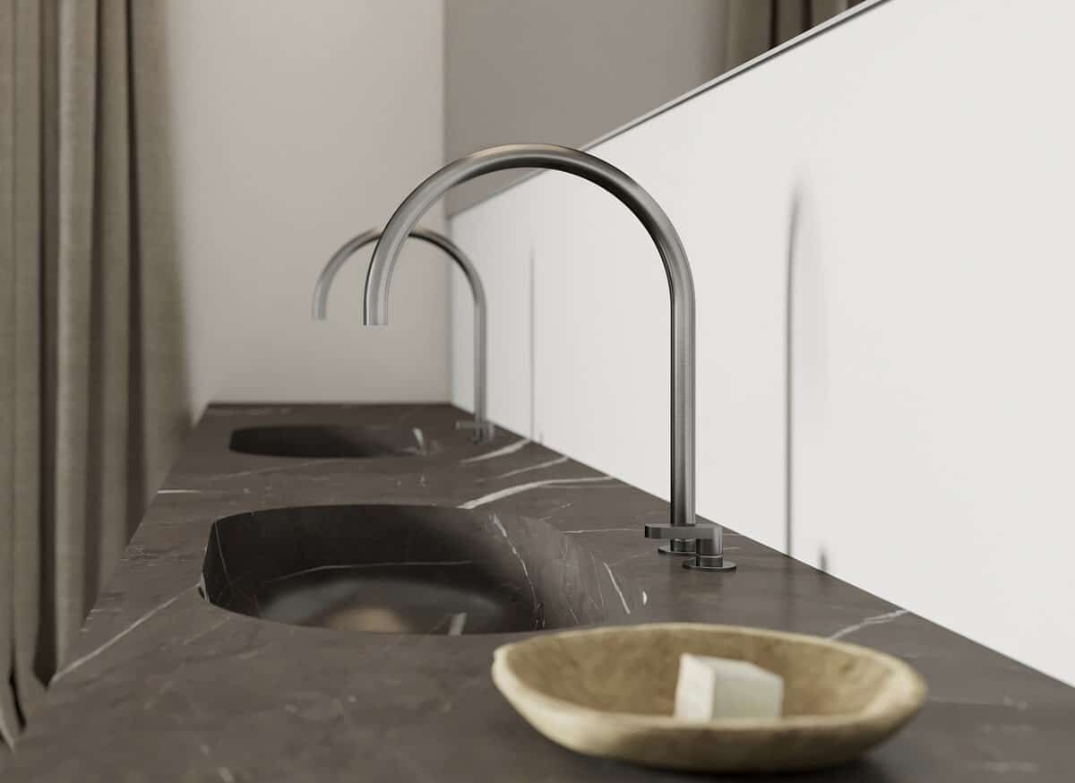 Смеситель для раковины из нержавеющей стали с поворотным горлышком COCOON John Pawson ARCH-00081817 - Вид №6