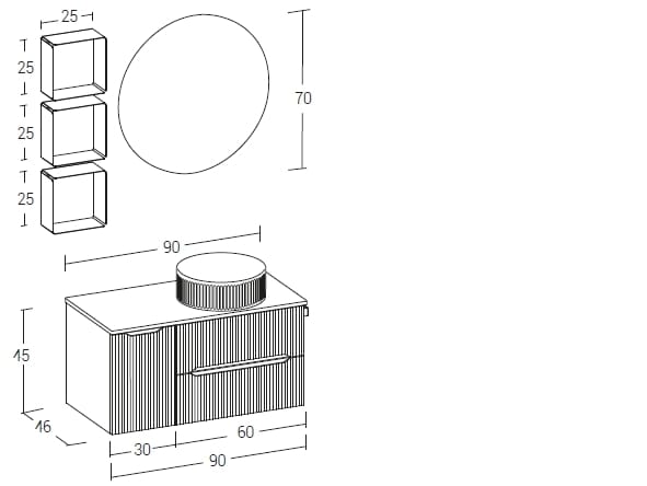 Деревянный подвесной туалетный столик с зеркалом с ящиками LEGNOBAGNO Verso ARCH-00108308 - Вид №3