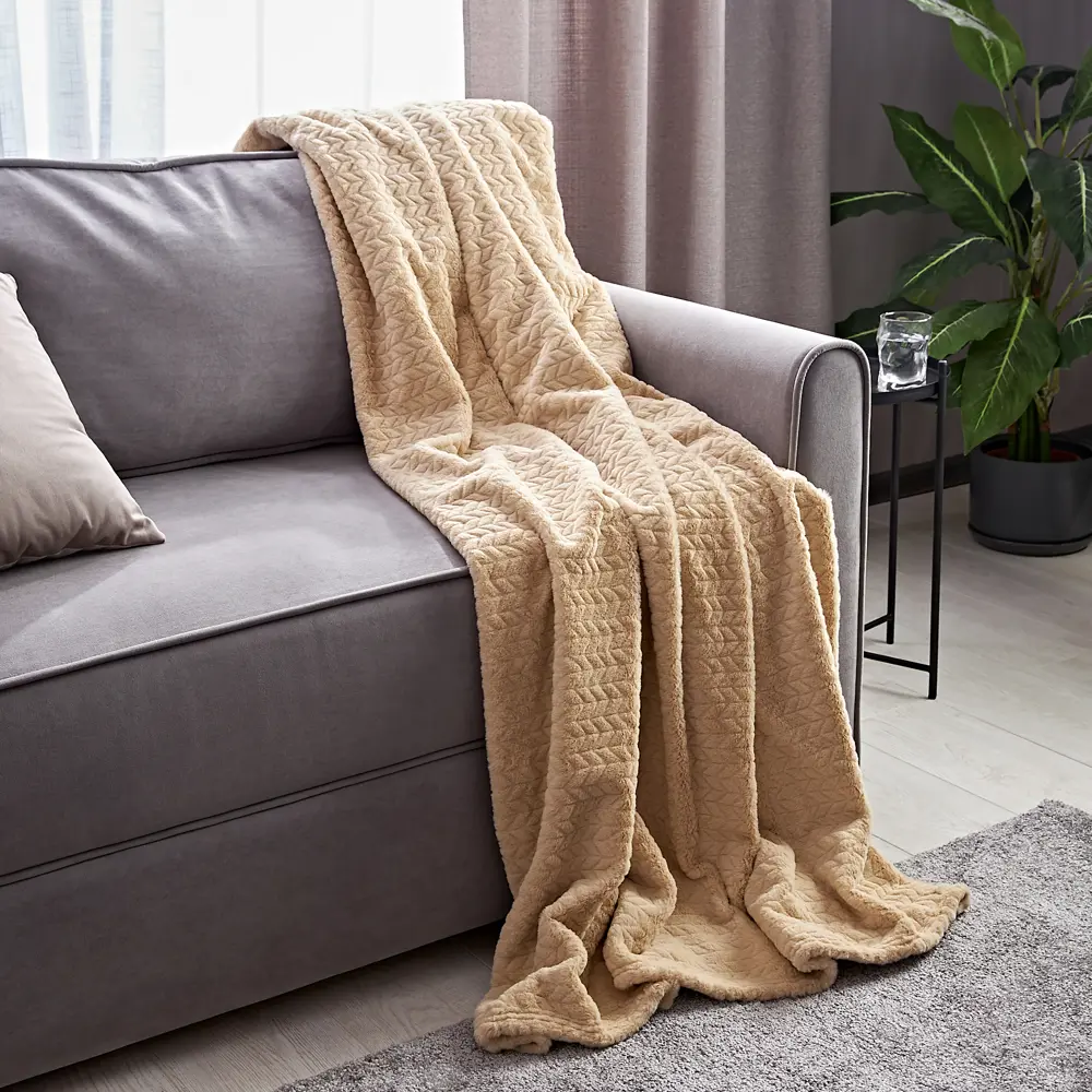 СТОЛИЦА ТЕКСТИЛЯ Плед Snake из велсофта слоновая кость 180x200 см 88035599 STLM-0800114 - Вид №3