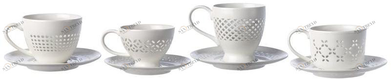 Pols Potten Набор фарфоровых чашек с блюдцем Pierced 230-400-470 