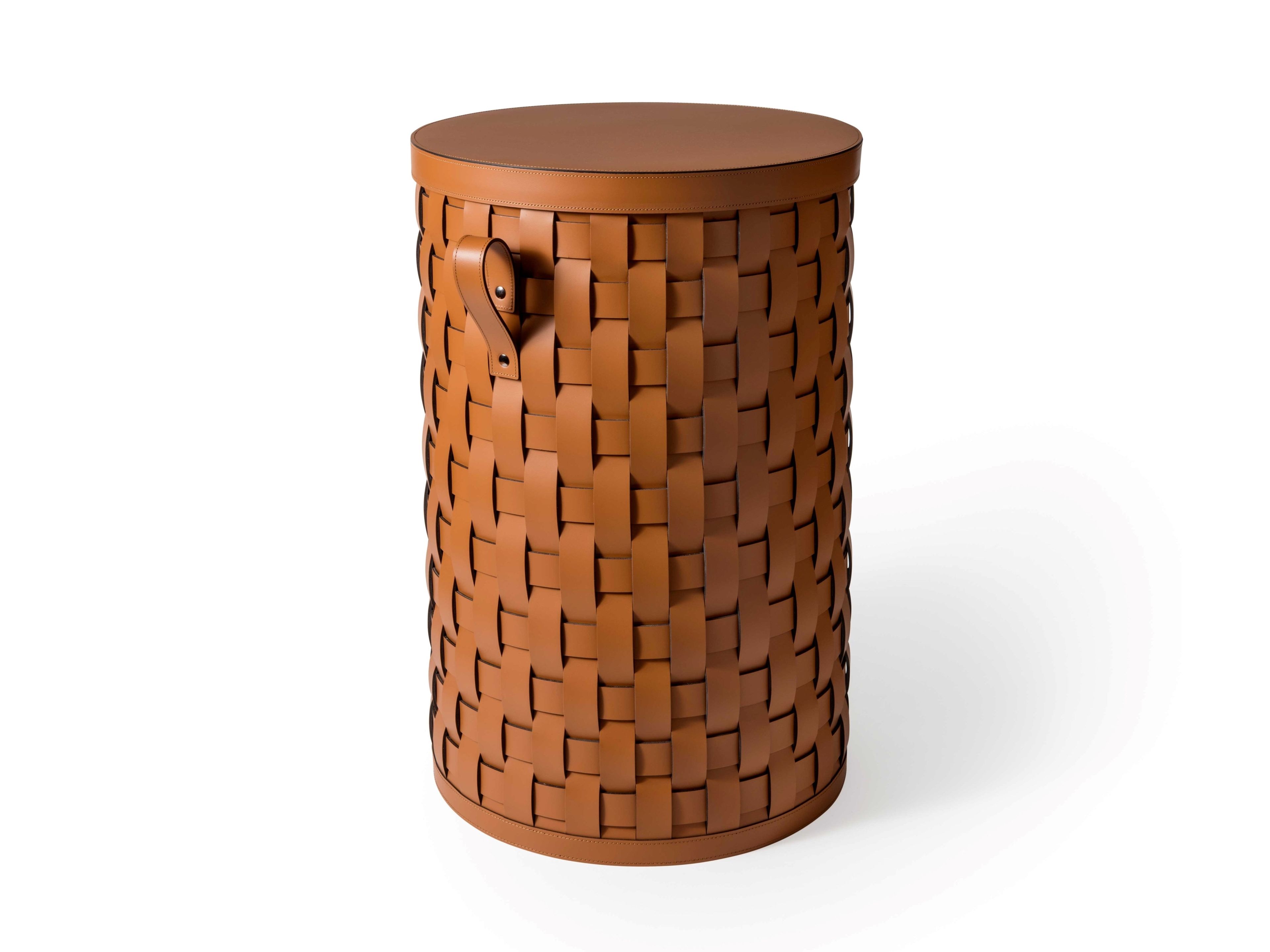 Регенерированная кожаная круглая корзина для белья с крышкой Pinetti DEMETRA ARCH-00100540 - Вид №1