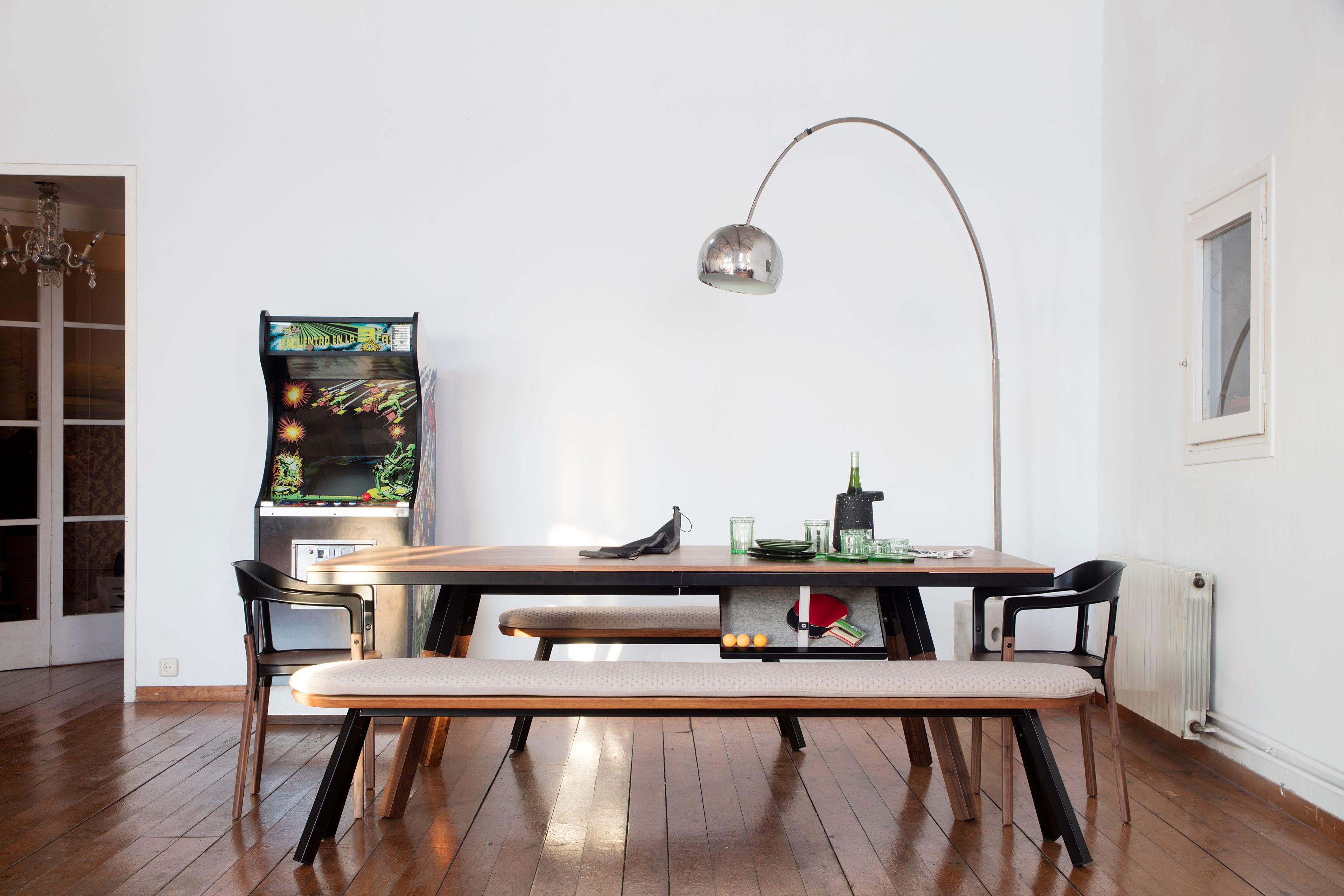 Дубовая скамья с окрашенной стальной основой RS Barcelona YOU AND ME ARCH-00051992 - Вид №8