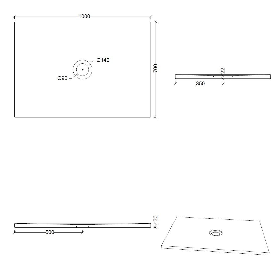 Керамический прямоугольный поддон для душа Alice Ceramica Форма ARCH-00102104 - Вид №4