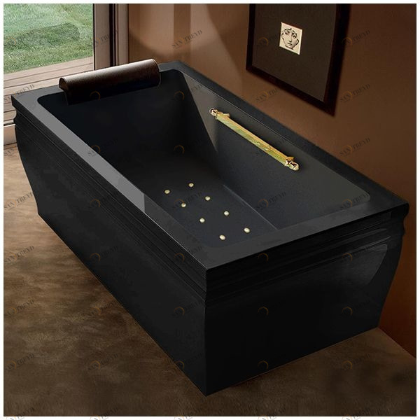 Ванна с аэроомассажем чёрная с золотом Gruppo Treesse Blanque 1810 V161C-SX-CZ STAV161CSXCZ