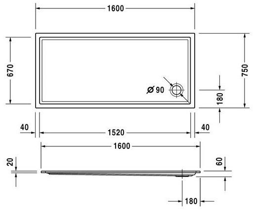 Duravit Поддон для душа прямоугольный из акрила Starck 720130 - Вид №1